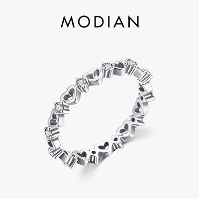MODIAN Pierścionek Stackable ze Srebra Próby 925 Heat To Heart Dla Kobiet Romantyczny Design Rozmiar Pierścionka 5 6 7 8 9 Biżuteria Fine Biżuteria Prezent Ślubny