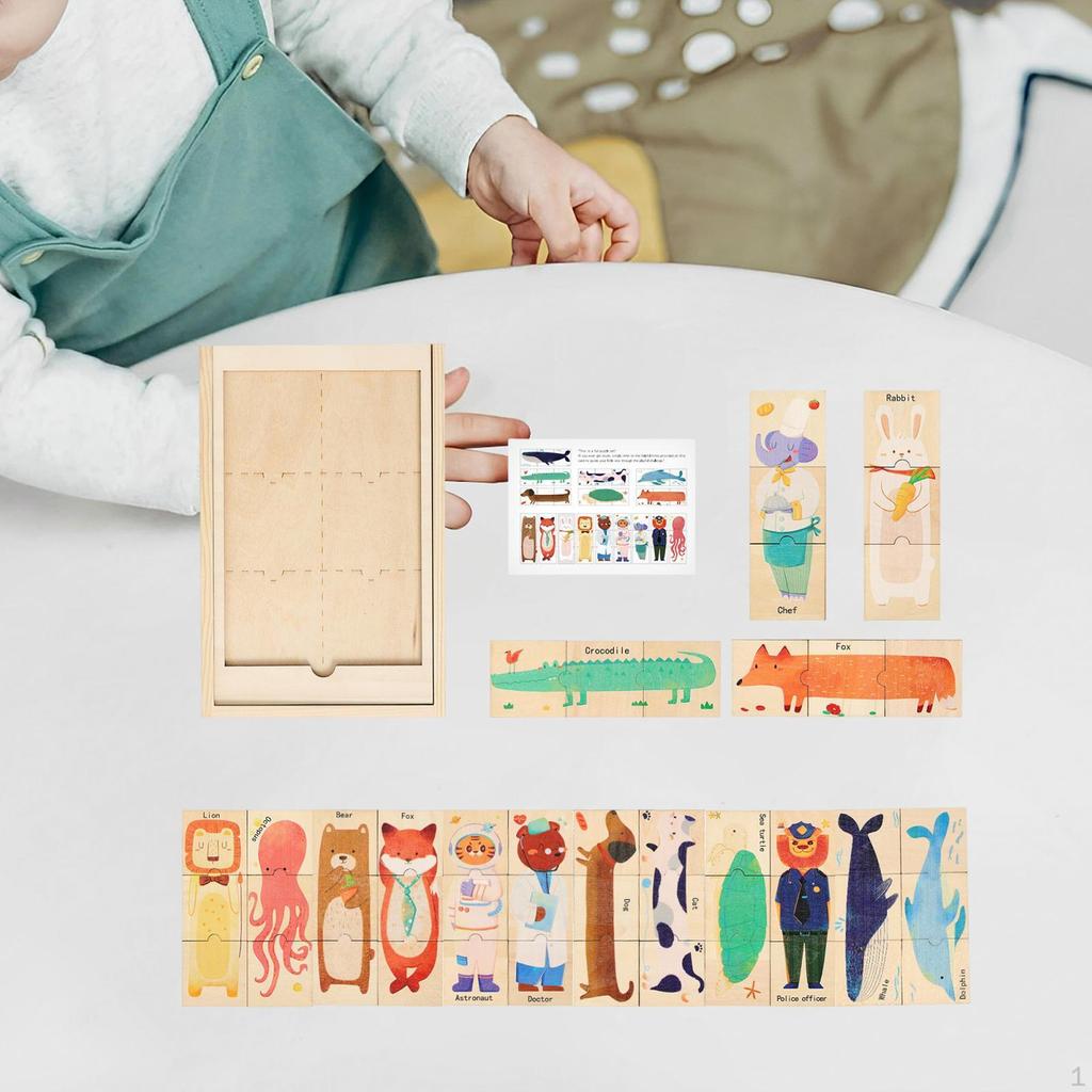 Wooden Puzzles for Kids Puzzle Hand Eye Coordination Sorting Toys Matching Learning Animal