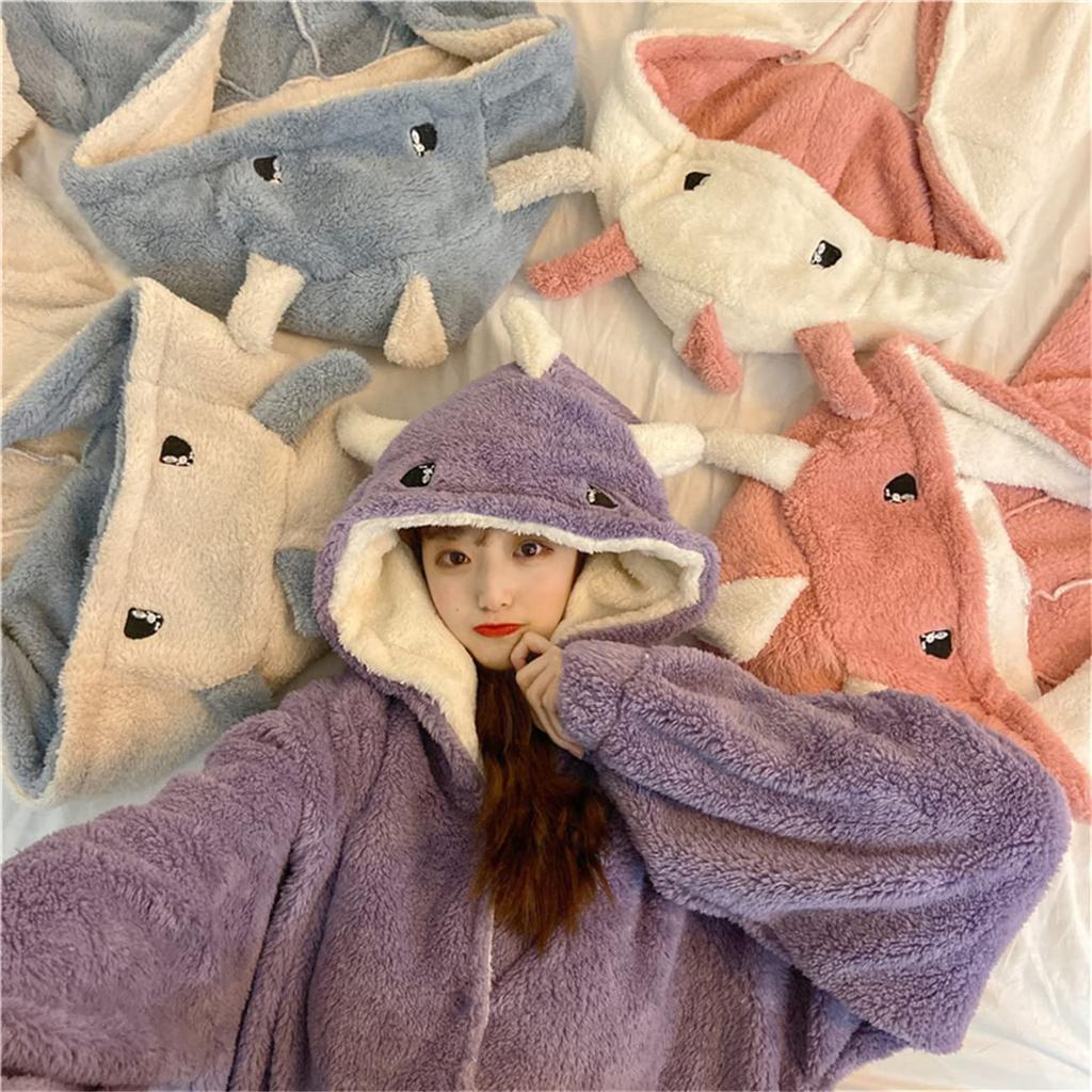 [newsight] Winter Pajamas, Dinosaur Romper Overalls, Kigurumi, Loungewear, Cold Weather Protection, Fluffy (Purple)