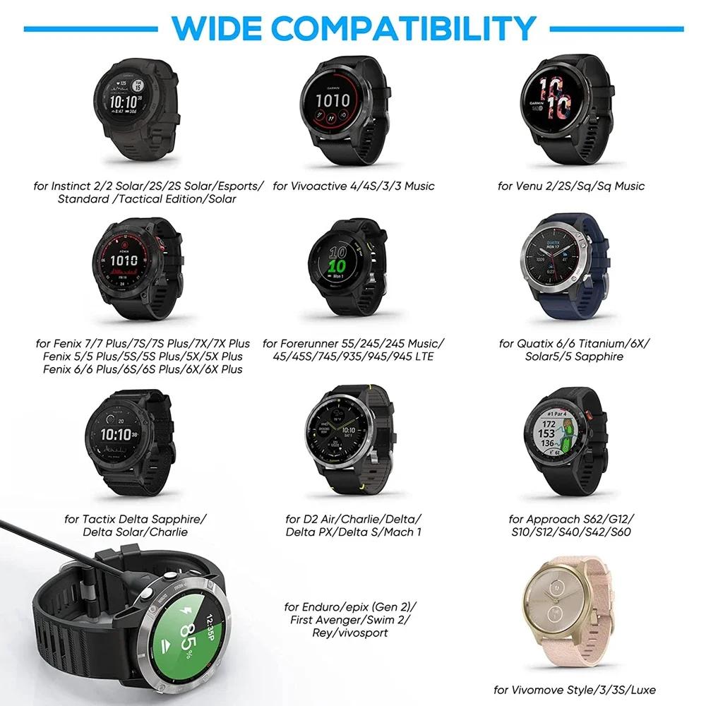 1M USB Charging Cable For Garmin Fenix 7 7S 7X 6 6S 6X 5 5S 5X Vivoactive 3 4 4S Venu 2 2S SQ With Dustproof Plug Cover