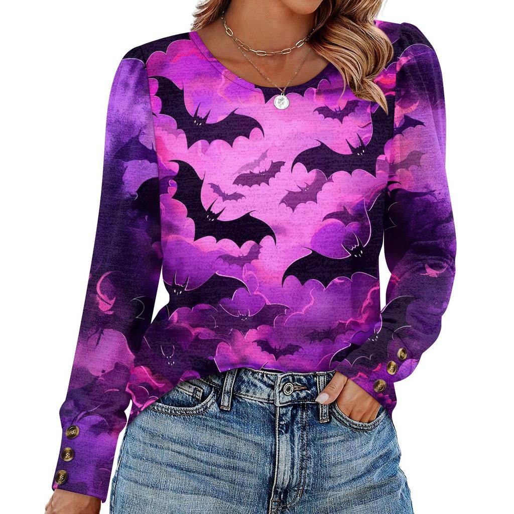 Women's Halloween Print Fashionable Long-sleeved Top