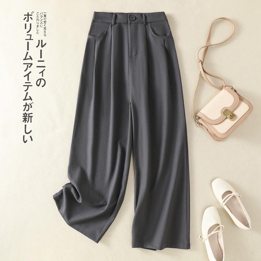 2025 summer new solid color suit wide-leg pants women's loose and thin high waist and thin temperament casual pants