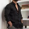 2023 Men's Cotton Linen Solid Color Casual Cardigan Shirt