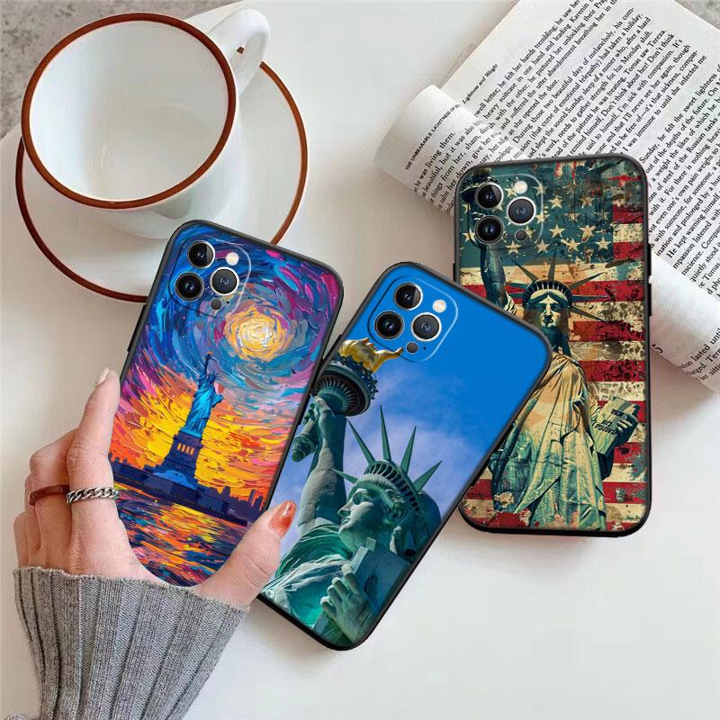IK66 Statue of Liberty Phone Case for Samsung Galaxy S20 S21 S22 Ultra FE + Plus A21S A22 A24 A25 A26 A30 A30S A31
