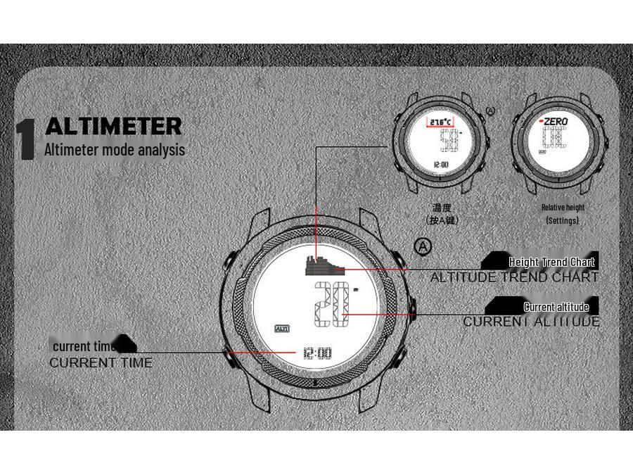 Men's Multifunctional Outdoor Sports Smartwatch: Altimeter, Barometer, Compass, Thermometer, Waterproof for Running & Mountaineering