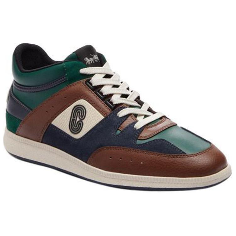 Coach Round Toe Lace-Up Mid-Top Sneakers Men Sneakers Blue CN325-WBH