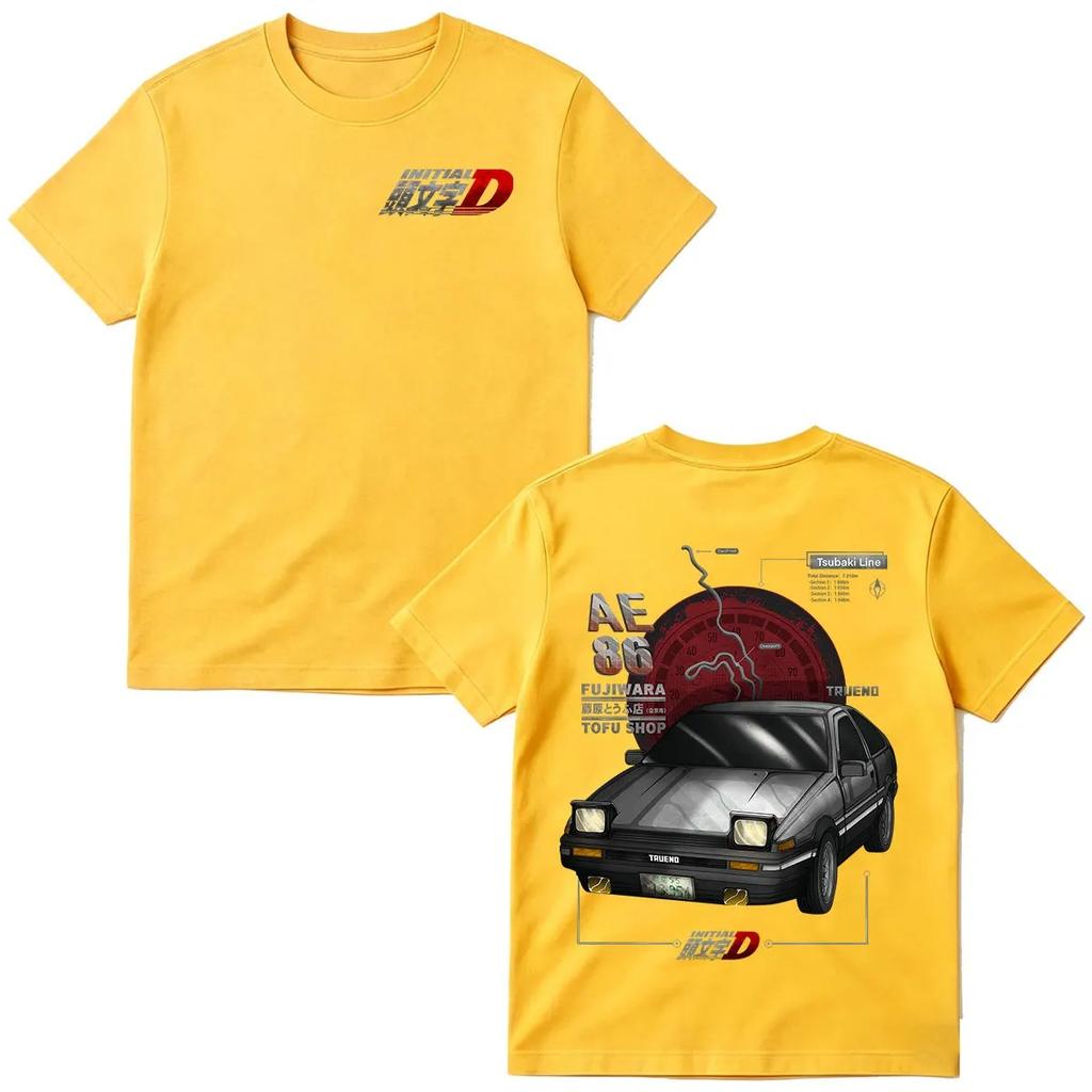 2026 Anime Initial D AE86 Racing Car T-shirt Takumi Fujiwara Tofu Shop Men's Women Fashion T-shirts Cotton Short Sleeves T Shirt