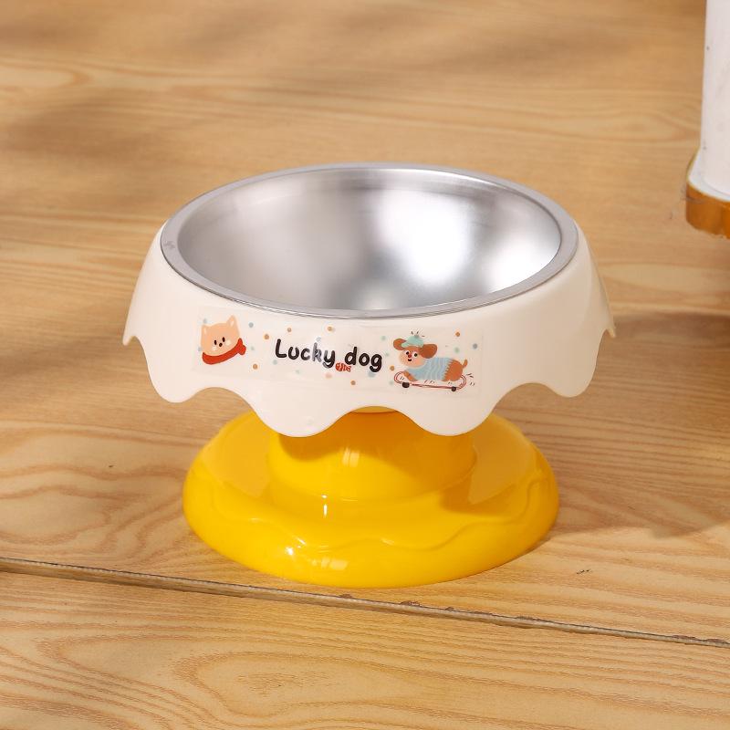 Douyin Pet Stainless Steel Cat Bowl, Dopamine Color, Non-Slip Dog Ice Cream Bowl, Neck Protection Feeding Utensils.