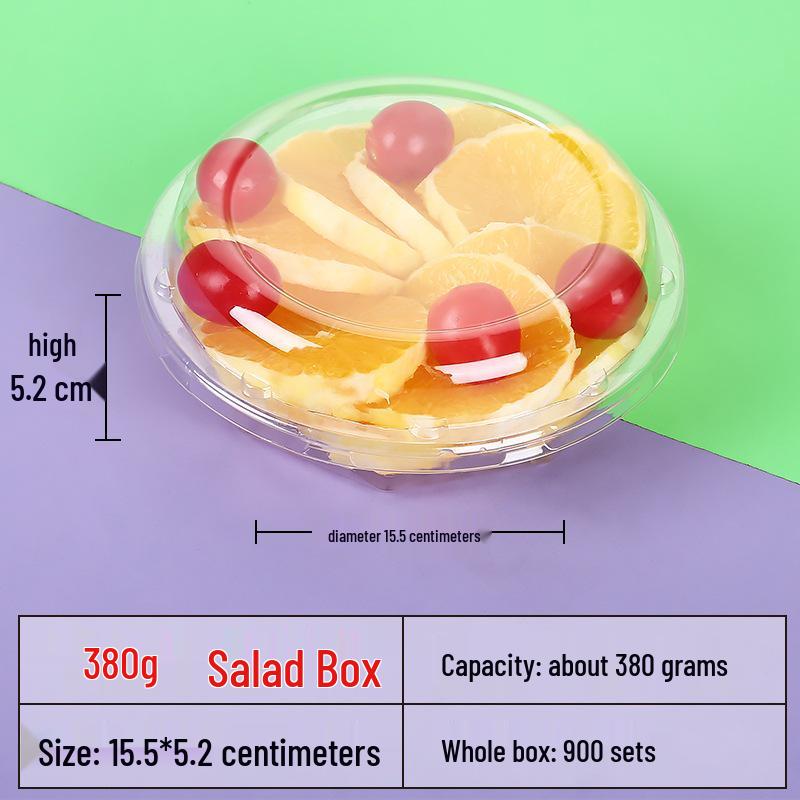 Transparente runde Einweg-Salatschale mit dreigeteilter Obstschale