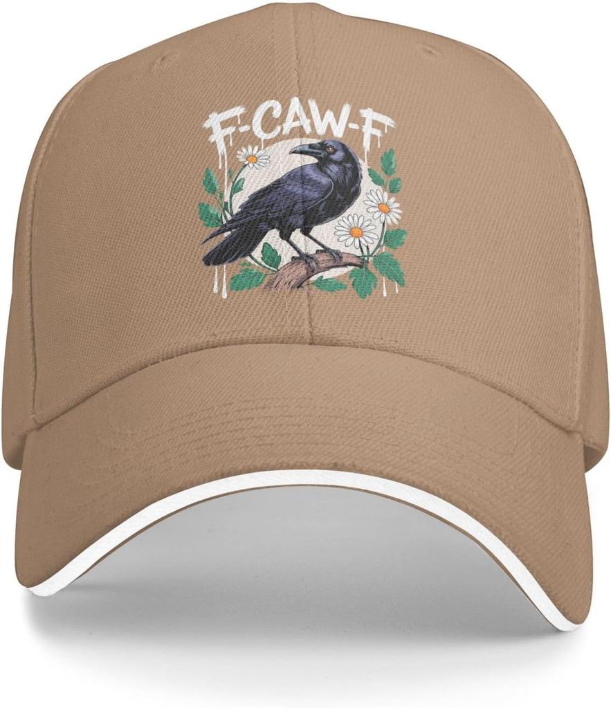 Crow Raven Daisy Graphic Baseball Cap Funny Gift Polyester Adjustable Unisex Adult Cap
