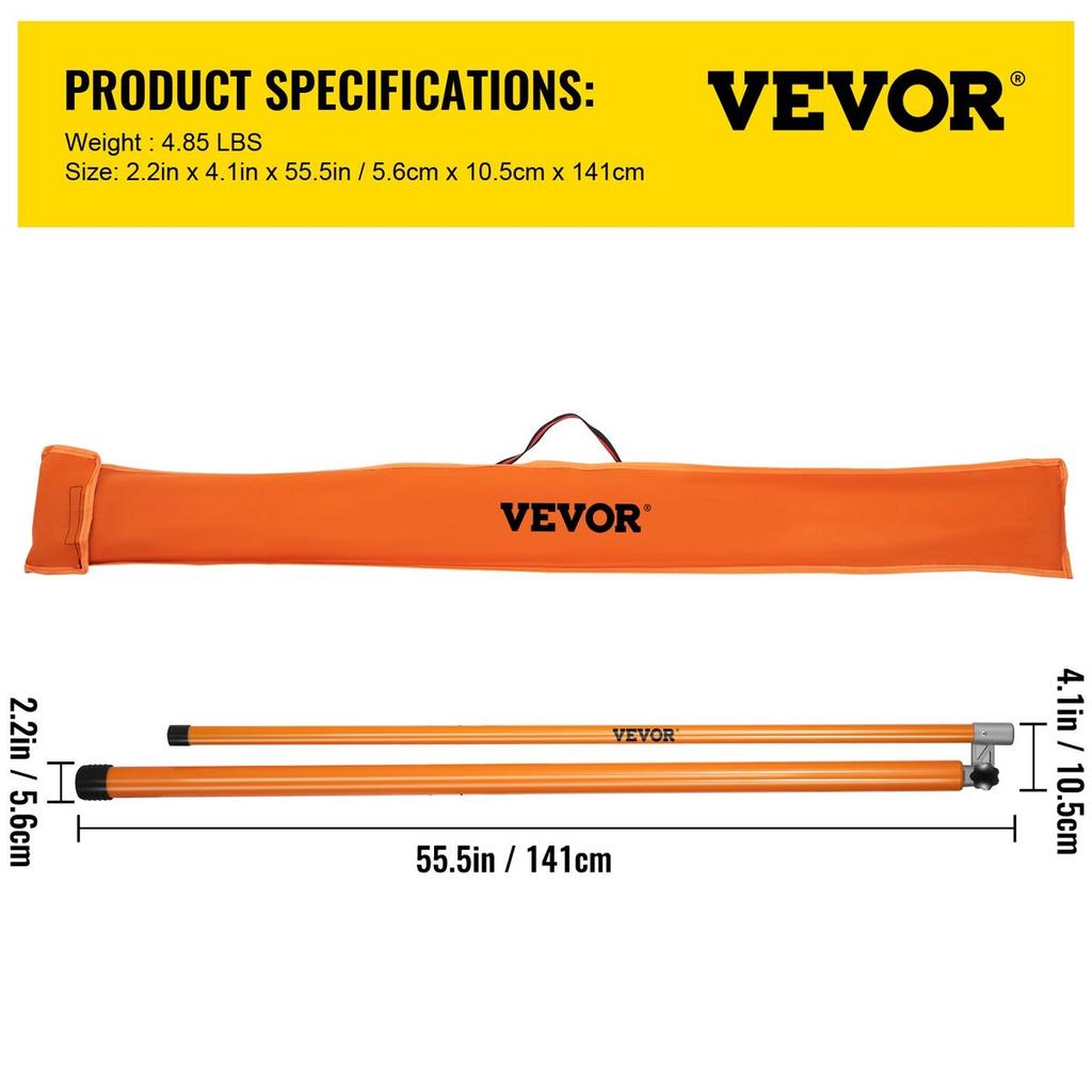 Load Height Measuring Stick, 20\' Sturdy Fiberglass Truck Height Stick with Adjustable Pole, Non-conductive Truck Height Measuring Stick with Carrying