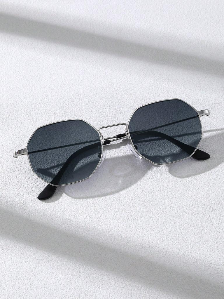 1PC Metal Irregular Fashion  Frame Women Sunglasses For Daily Life Men Shades Vacation Outfits Accessories.