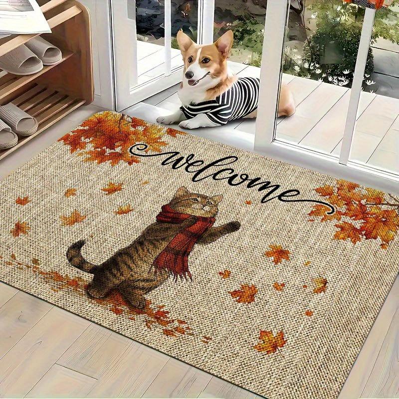 

1Pcs Anti Fatigue Kitchen Rugs Cute Cat with Scarf Print Waterproof Non-Slip Thick Cushioned Kitchen Mat Heavy Duty Comfort Standing Mat for Kitchen 40*60cm