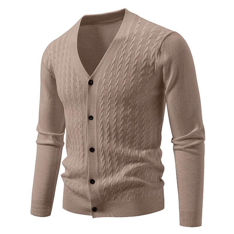 Men's Knitted Cardigan Casual V-Neck Sweater Outerwear Fashion Solid Color Knit Sweater Cardigans