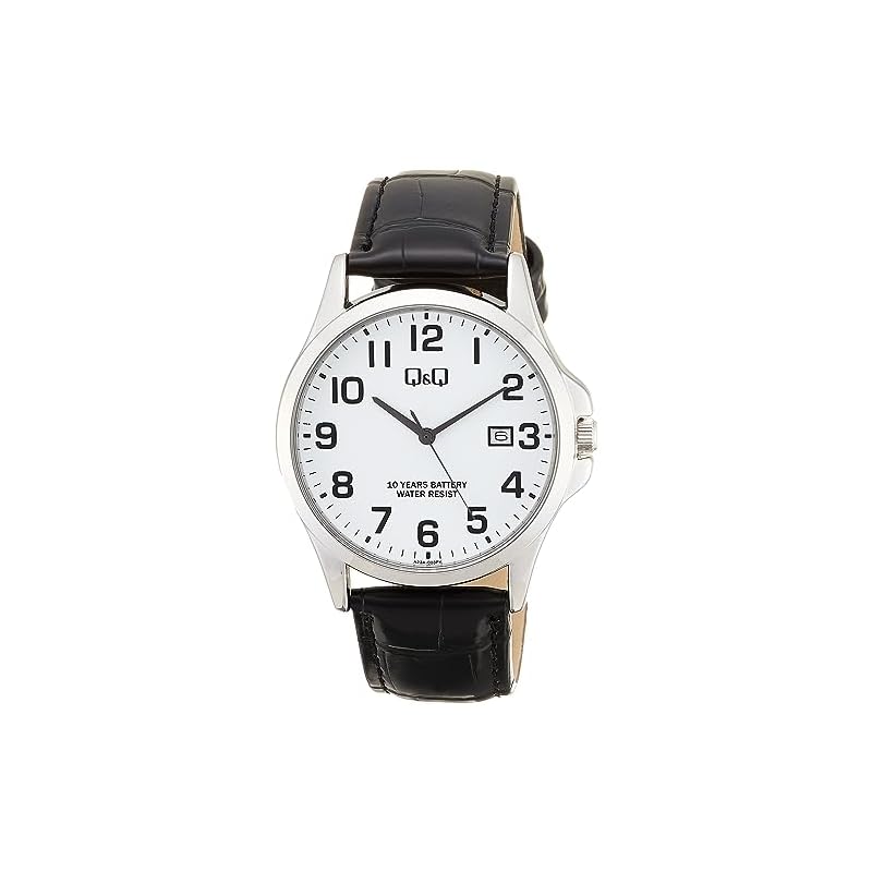 [Citizen Q&Q] Analog Watch, 10-Year Battery Life, Water Resistant, Date Display, Synthetic Leather Band, A23A-003PK, Men's, White