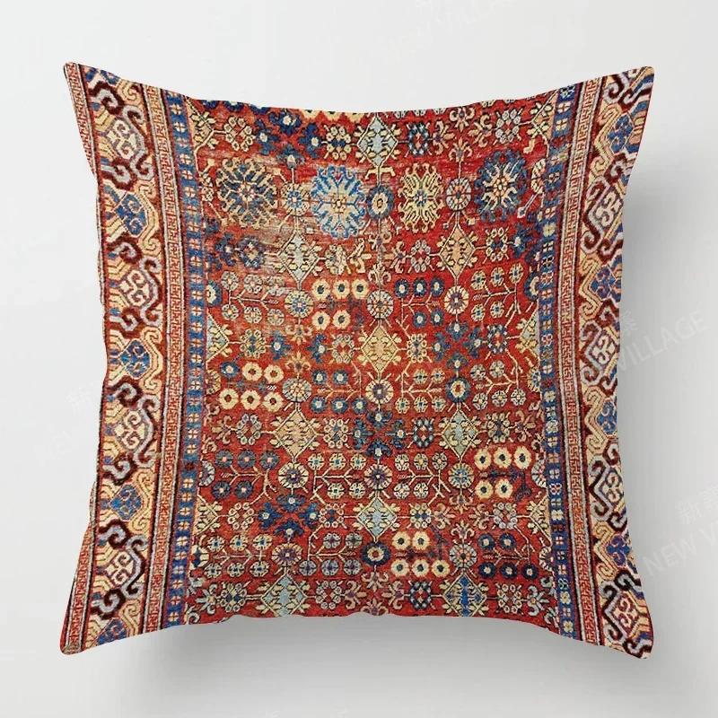 Home Decor Colorful Ethnic Pattern Digital Print Pillow Covers Pattern Cushion Cover Suitable for Sofa Bedroom Car Pillow Cover