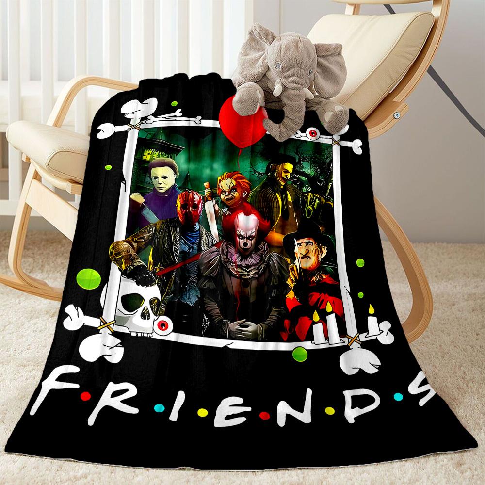 Halloween Horror Icons Blanket Ultra-Soft Suitable for Seaside Bed Livingroom All-Season Use Playful Design Perfect Gift for Relatives and Friends