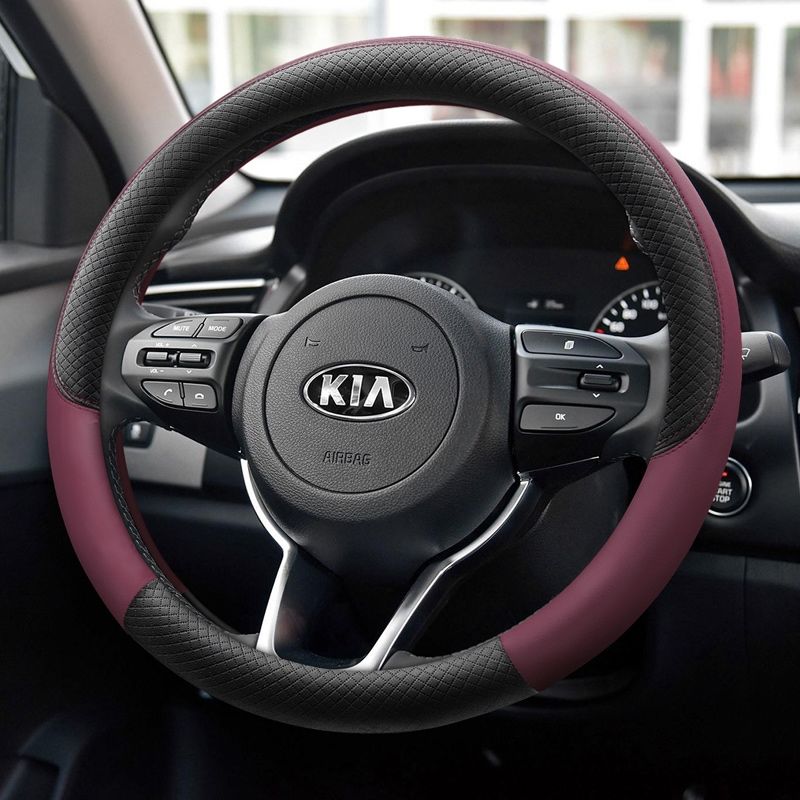 2026 Hot Car Sticker For Kia KX3 Proud Run Steering Wheel Cover Leather Four Seasons Universal Hand Sewing Free Special Grip Cov