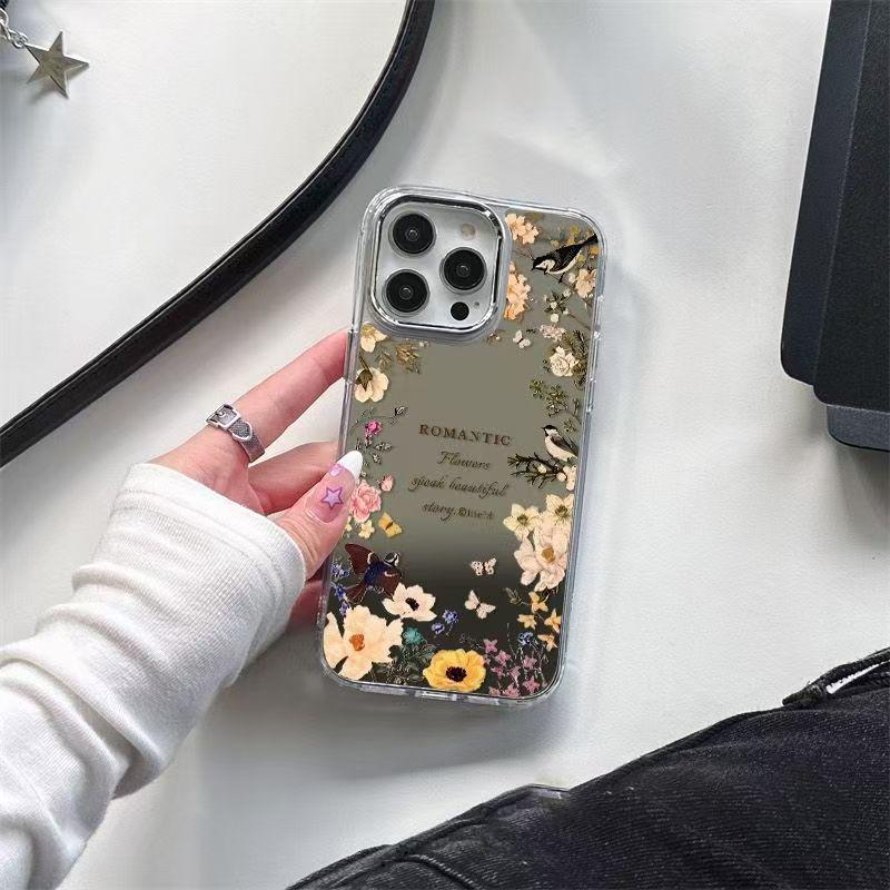 Whispering Flower iPhone Case: Compatible with iPhone 12-17 Pro Max, Mirror Finish, Elegant Design for Women