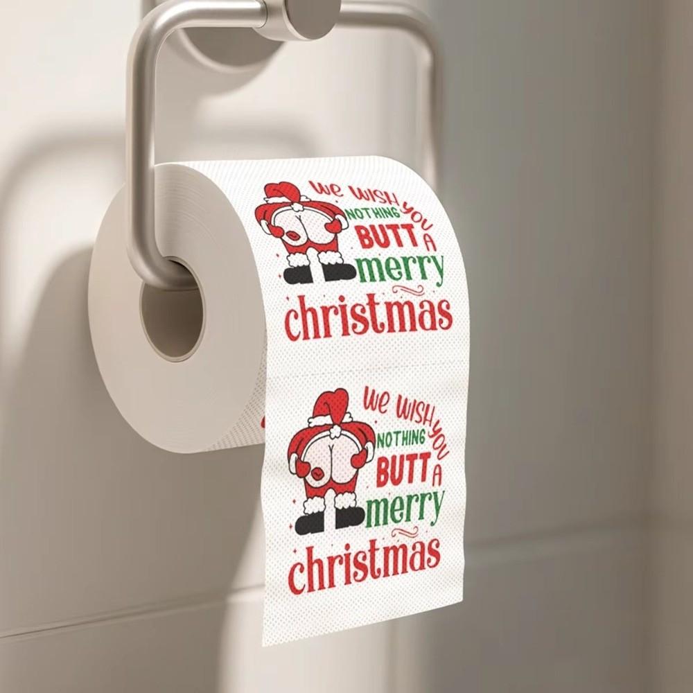 Santa Printed Christmas Toilet Roll Paper Christmas Tree Printed Kitchen Tool Christmas Pattern Tissue Color Pattern