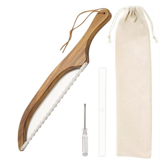 Dřevěný kráječ chleba Pila se šroubovákem Kryt kráječe Domácí kváskový kráječ chleba Bageta na toasty ozubené nástroje na krájení