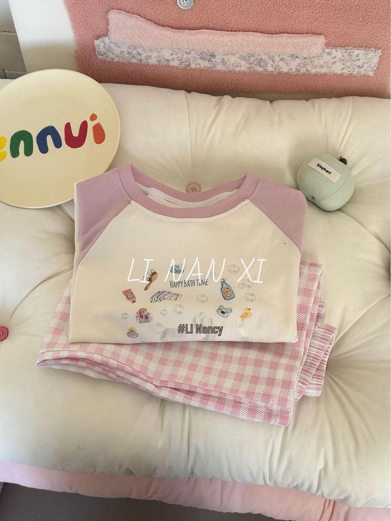 Children's Cartoon Raglan Sleeve Pajama Set - Spring 2025