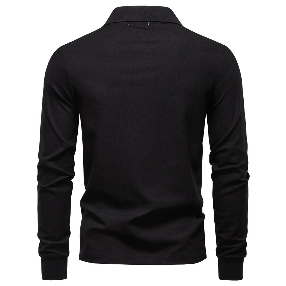 AIOPESON 2025 Koszulka Polo Business Casual Męska Jednolity Kolor Długi Rękaw Mieszanka Bogata w Bawełnę Oddychające Polo Męskie
