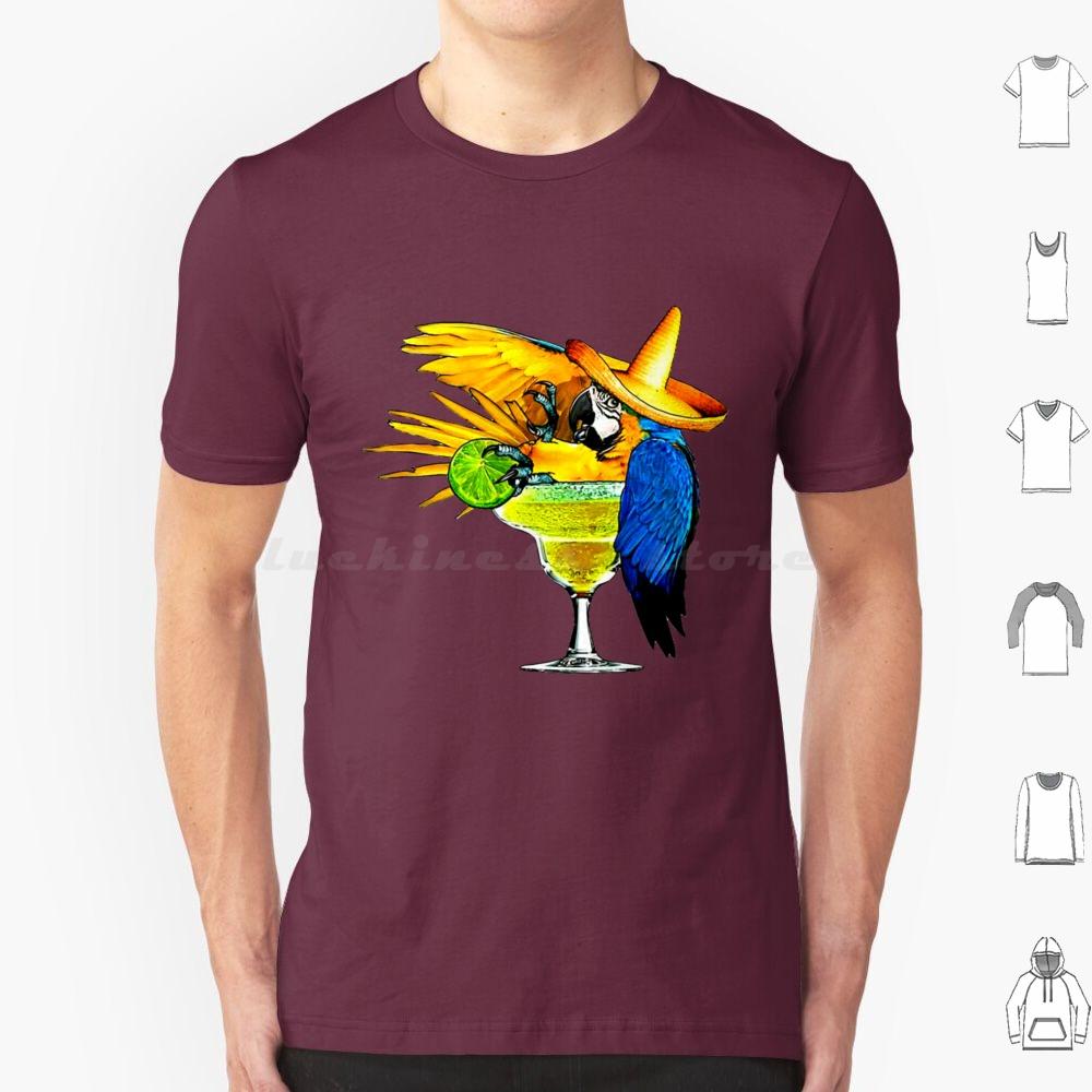 Parrot Drinking Tequila T Shirt Big Size 100 Cotton Jimmy Buffett Beach Parrothead Margaritaville Buffett Parrot Surfing