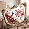 Christmas Custom Name Printed Flannel Blanket Warm Comfort Bed Throw Home Decor Holiday Gift