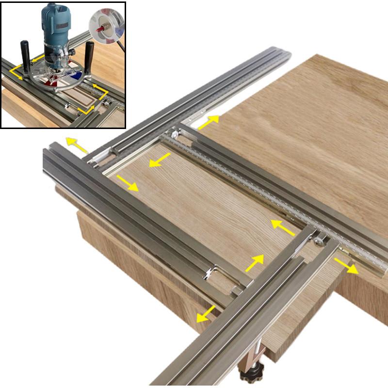 Trimming Machine Guide Rail, 400mm Adjustable Backing Auxiliary Guide Bracket,Aluminum Alloy Milling Groove Engraving Guide Rail