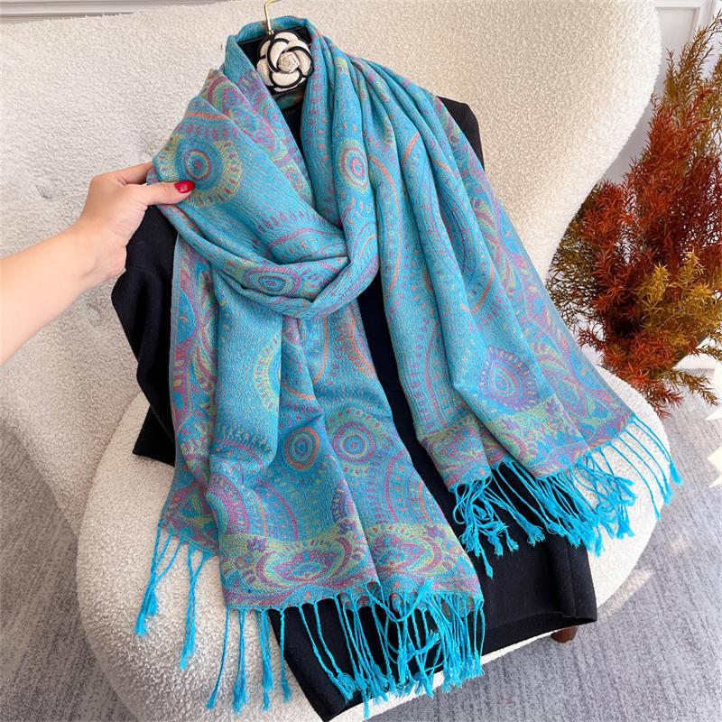 Luxusmarke Herbst Kaschmir Pashmina Schal für Damen Wickeltuch Warm Winter Jacquard Schals Design Druck Damen Foulard Stolen Schal