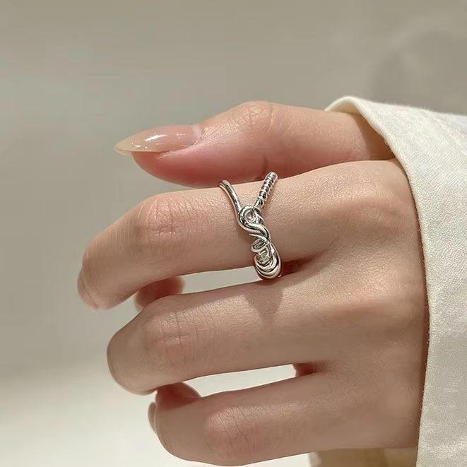 VENTFILLE 925 Sterling Silver Retro Double layer Twisted Pattern Ring For Women Ins Versatile Party Gift Jewelry New Trendy