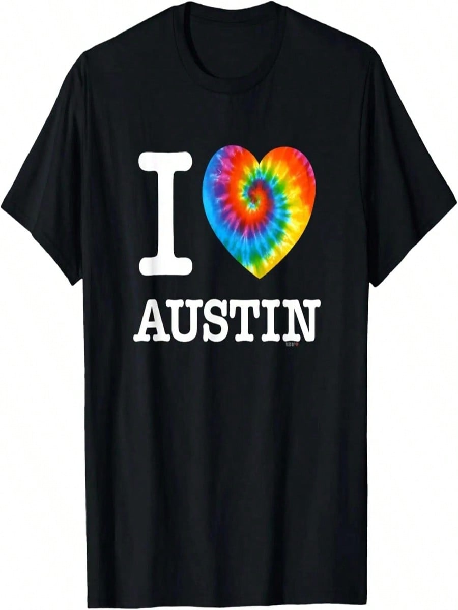 I Love Austin T-Shirt, Tie Dye Heart Tee Shirt T-Shirt S разноцветный