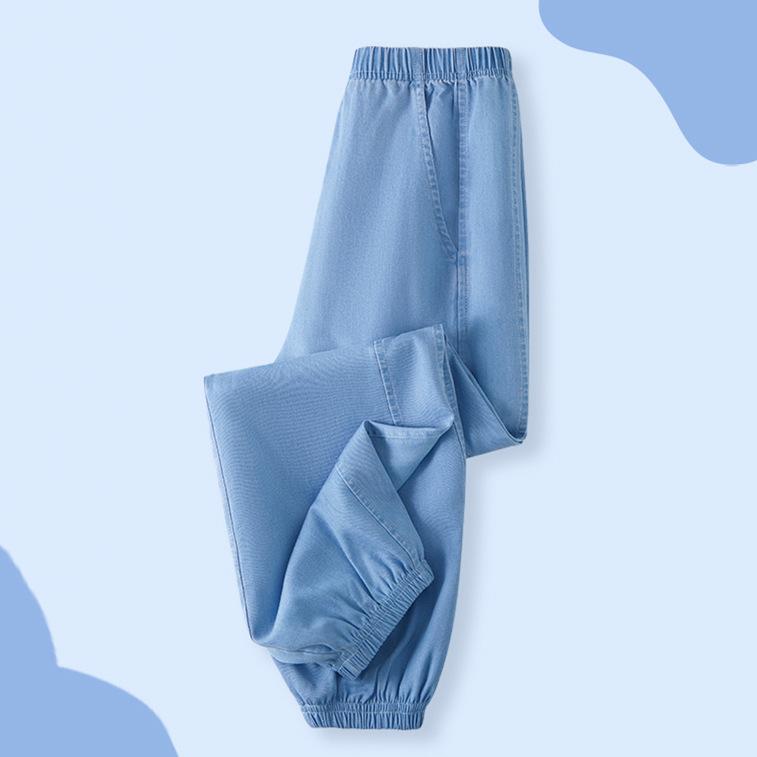 

Children s Spring/Summer Denim Mosquito-Repellent Pants for Boys and Girls: Solid-Color, Simple, Lightweight, and Breathable Long Pants 100