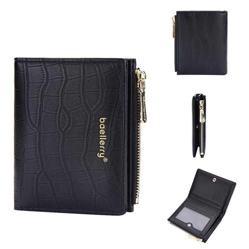 New Men s Short Wallet European American Minimalist Double Fold Buckle With Zipper Coin Purse 12x10x2