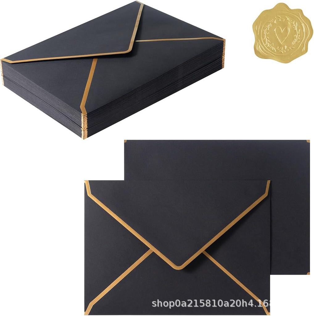 Einfarbiges Kuvert mit gebügeltem Goldrand, Kartengröße 5 * 7 Zoll, Farbiges Kuvert, Grußkarte, Einladungskarte, Dankeskarte