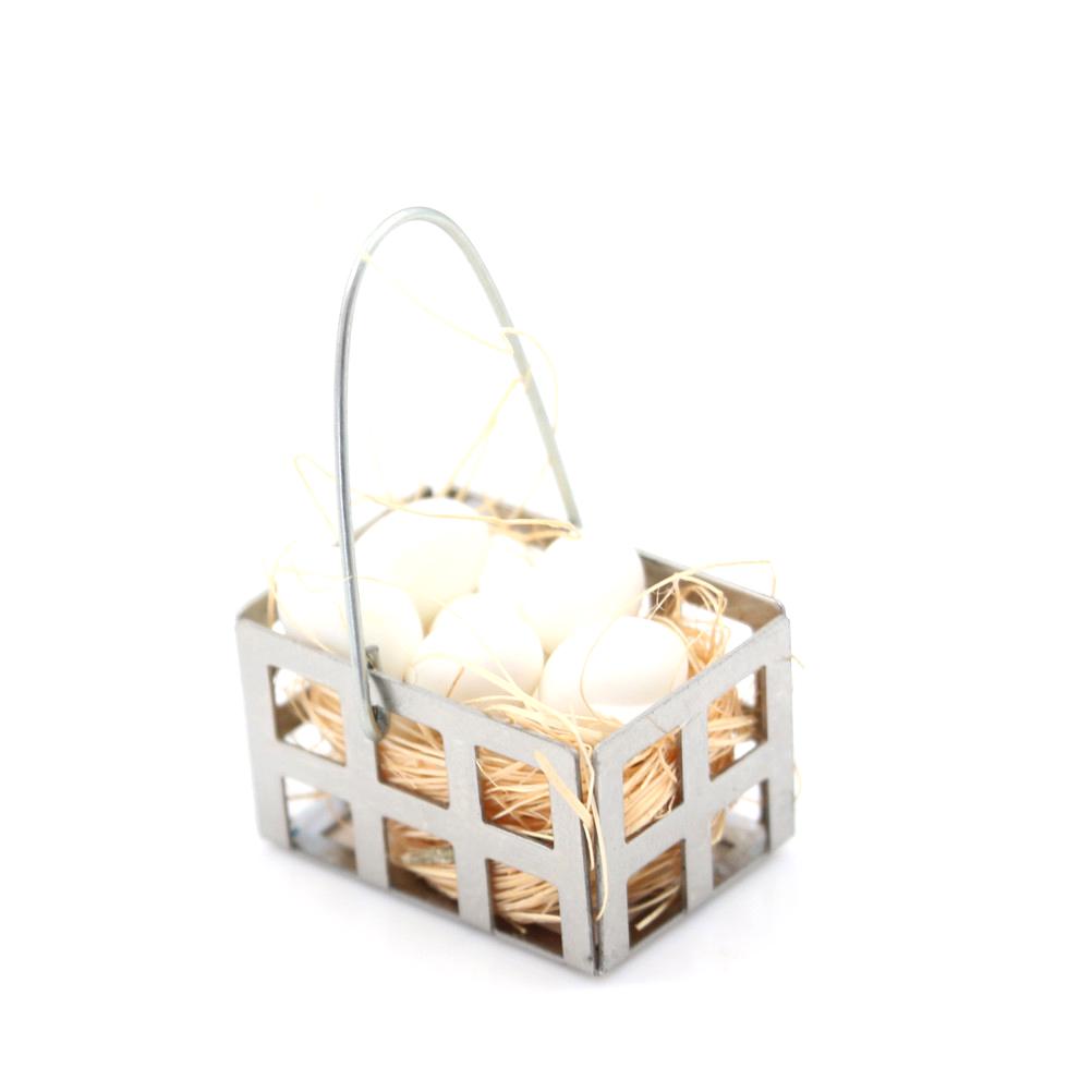 New Arrival 1 set 1:6 1:12 Dollhouse Egg Basket Dolls House Kitchen Food Miniature White Eggs Furniture Decor DIY Baby Toys