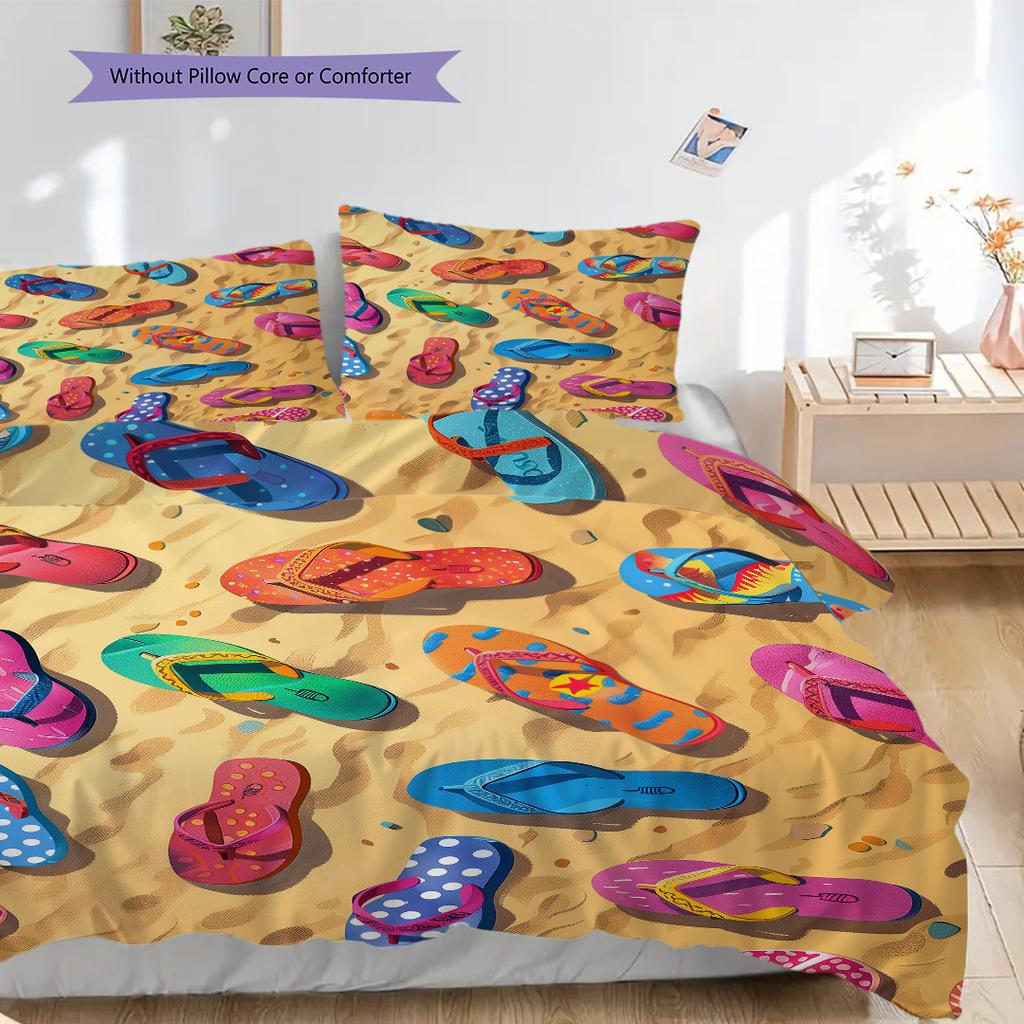 Strandmuster Bettwäsche Steppdecke Set Bettbezug Kissenbezug Heimdekoration Geburtstagsgeschenk (1 Bettbezug + 2 Kissenbezüge, ohne Füllung)