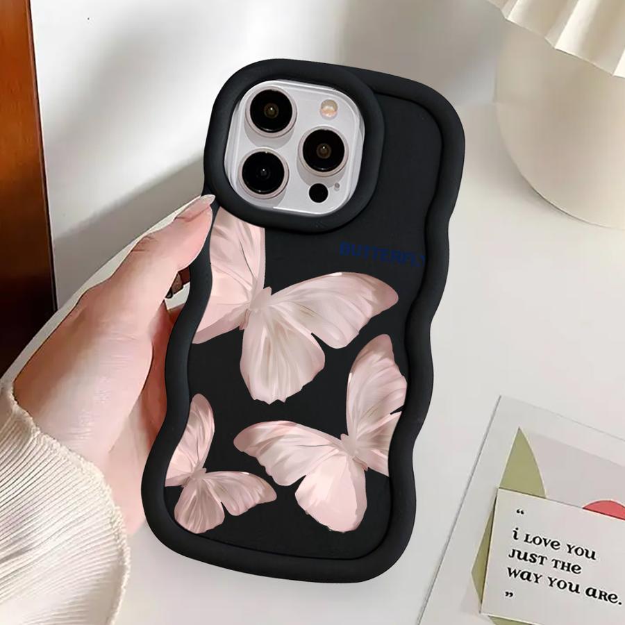 Printed Butterfly Case for iPhone 15 Plus XR 13 8 17 Air 12 16 Pro Max 14 11 Soft Phone Cover