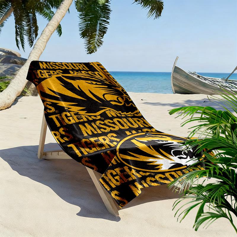 Missouri Tigers Print Beach Towel, Large Soft Quick Dry Towel for Beach Camping Swimming