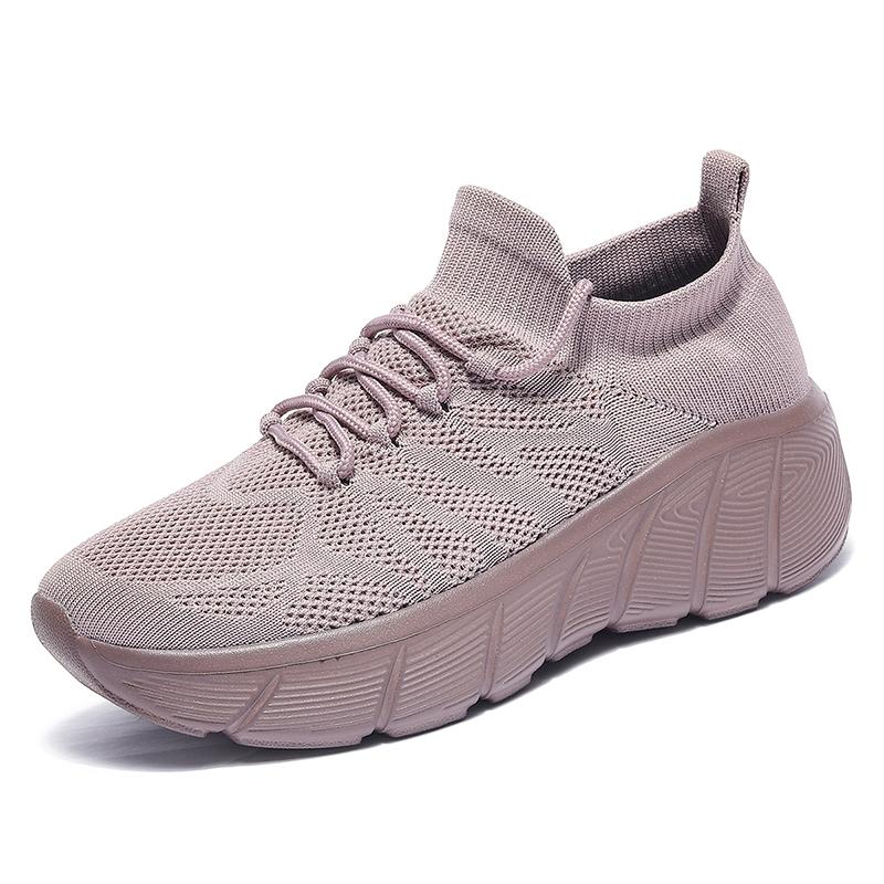 Women Sneaker Knit Comfortable Thick Sole Casual Shoes Breathable Stylish Sports Women Tennis Shoes Female Shoes Plus Size Men