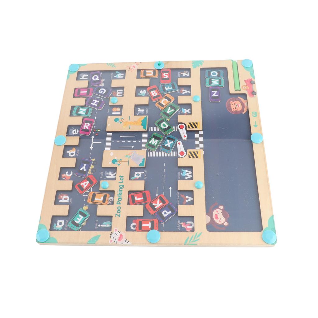 Magnetic Alphabet Wooden Puzzle Board Parking Lot Fine Motor Skill Educational Learning Alphabet