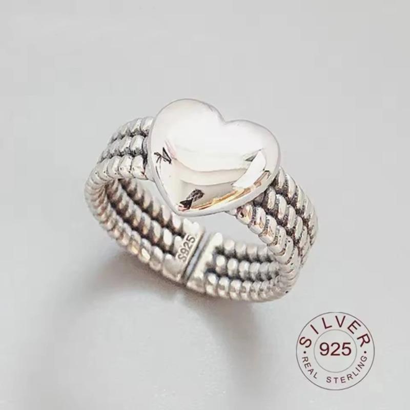 Sam Panda 925 Silver Rings For Women Men Fine Jewelry Finger Adjustable Open Vintage Chain Ring For Party Birthday Gift