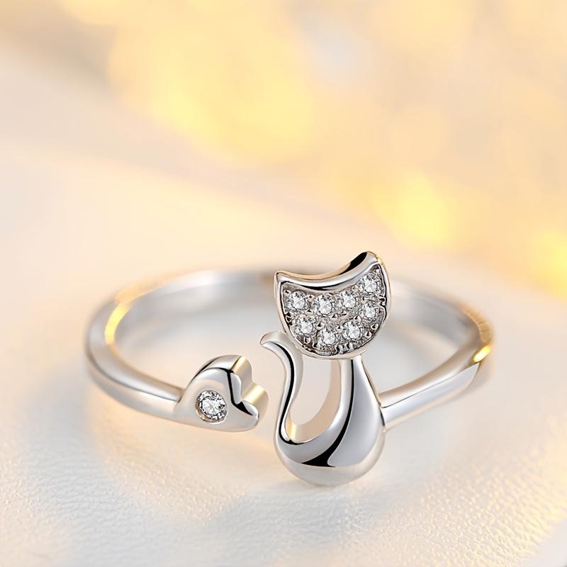 

Exquisite cute cat shaped ring, classic and versatile, trendy and niche design, simple and open mouth ring серебряный