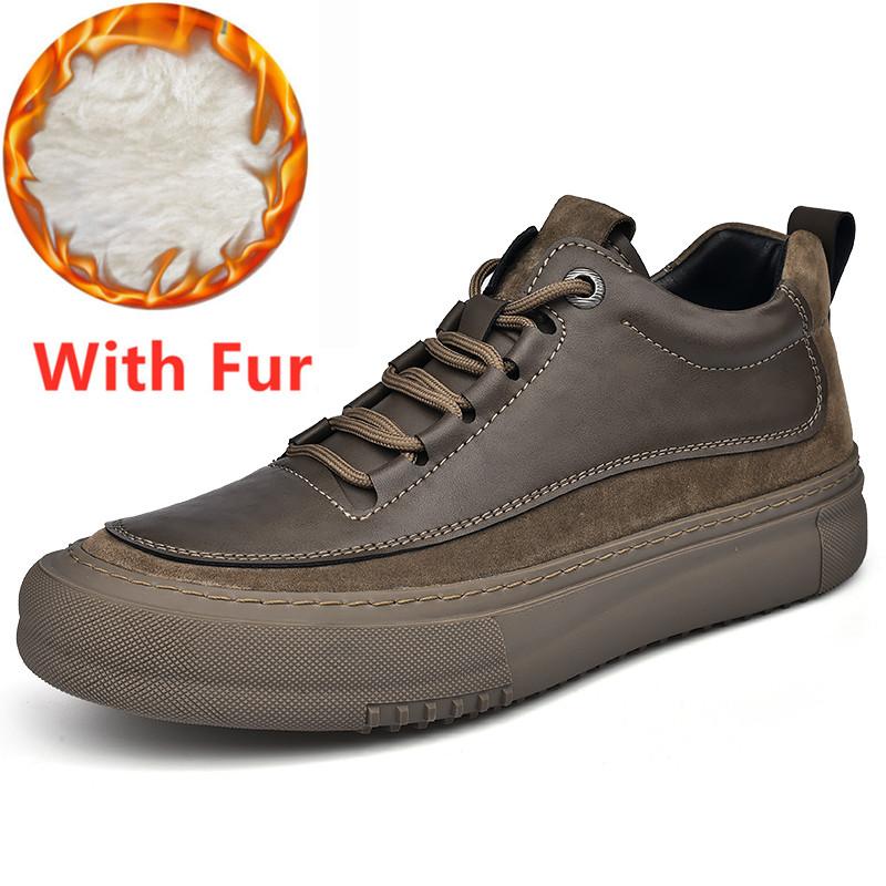 

Мужские ботинки на шнуровке Мужские зимние плюшевые снежные кроссовки Классическая мужская удобная обувь для ходьбы Новинка Кожаная мужская повседневная обувь 44 хаки