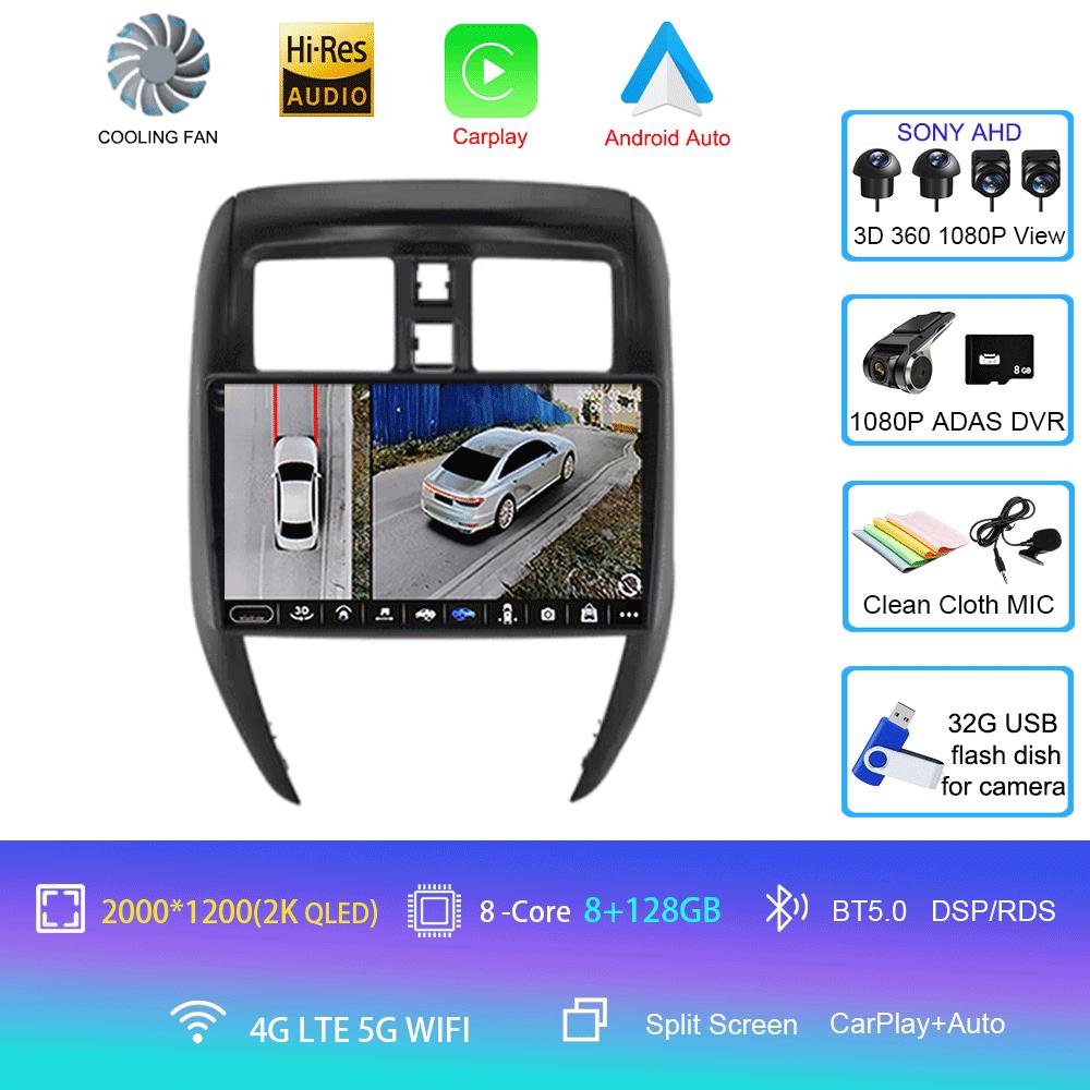 Android Car Radio Video Player For Nissan Versa Sedan 2015-2019 GPS Navigation Carplay Auto Stereo Player WIFI 4G DSP 360 Camera