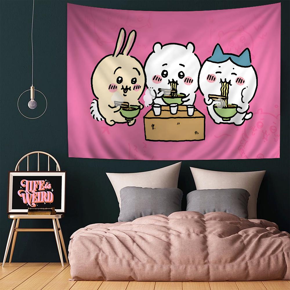

Kawaii Usagi Hachiware Cute Chiikawa Cartoon Japanese Anime Tapestry Room Decoration Home Decor Bedroom Wall Hanging Fabric 29x37in