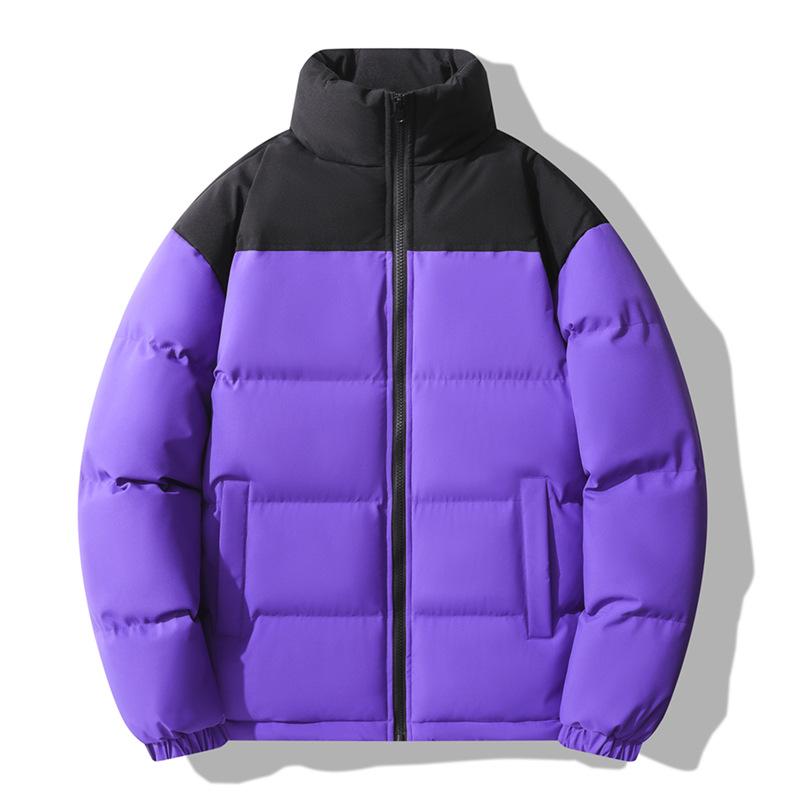 Men's Winter Jacket with Patchwork Stand Collar Windproof and Warm Thickened and Loose Padded Jacket for Men