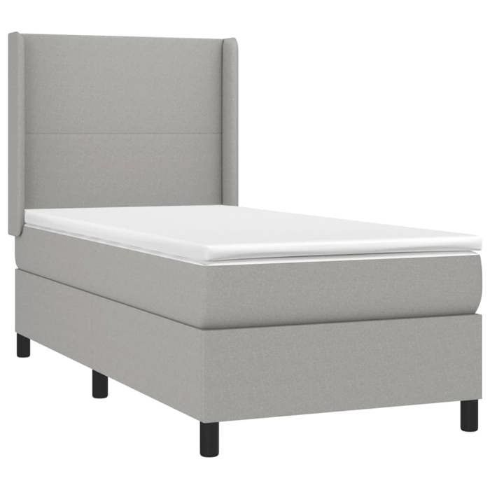Maison Exclusive - Sommier à lattes de lit et matelas Gris clair 90x190 cm Tissu