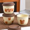 Creamy Bear Ceramic Hand Cup Coffee Cup with Lid Small Cup New Style Female Bestie Couple Hand Warmer Cup